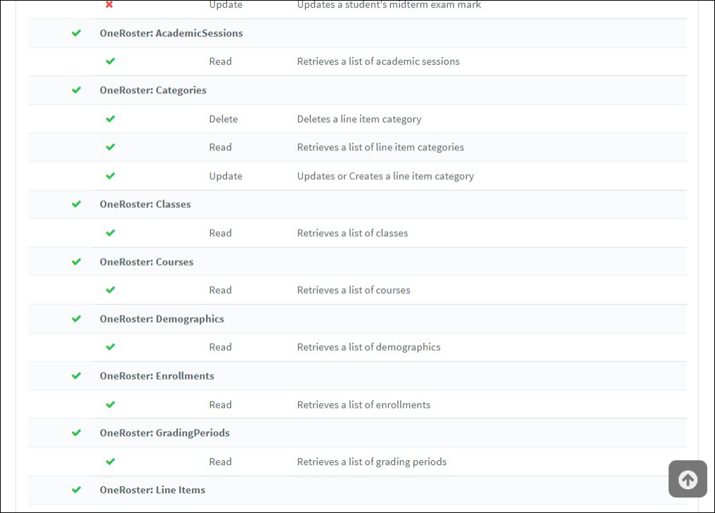 Export all OneRoster API Endpoints