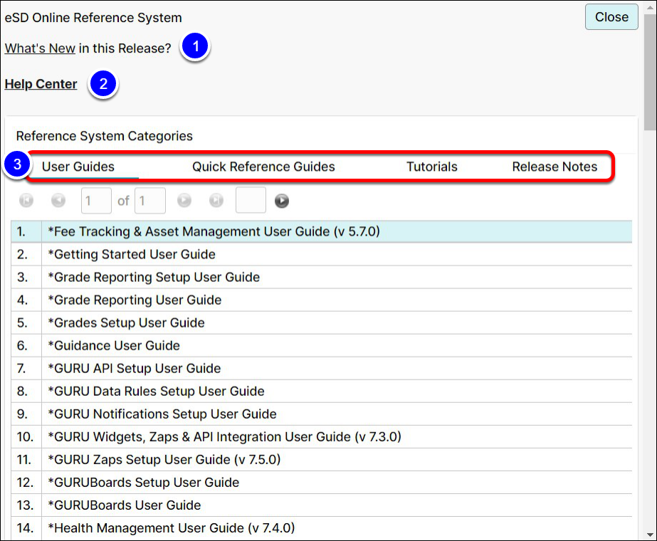The help window is open, highlighting the different links and tabs avaialble.